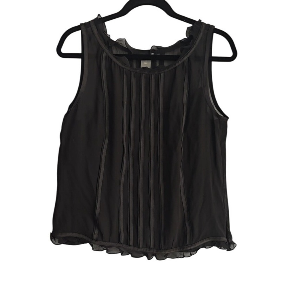 Ann Taylor 100% Silk sheer over‎ poly tank sleeveless blouse Size 8 side zip